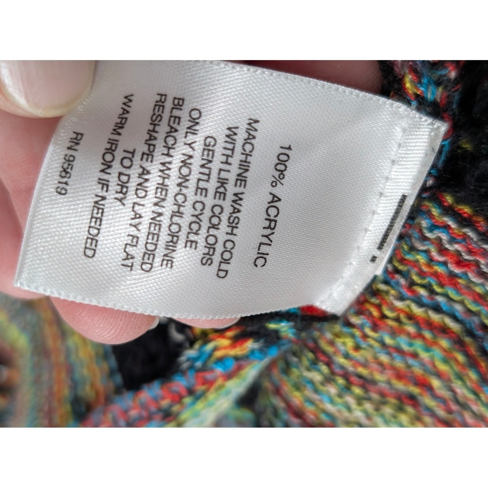 Space Dye Open Front Cardigan Small Multicolor Rainbow Knit Boho Layering - Picture 5 of 8